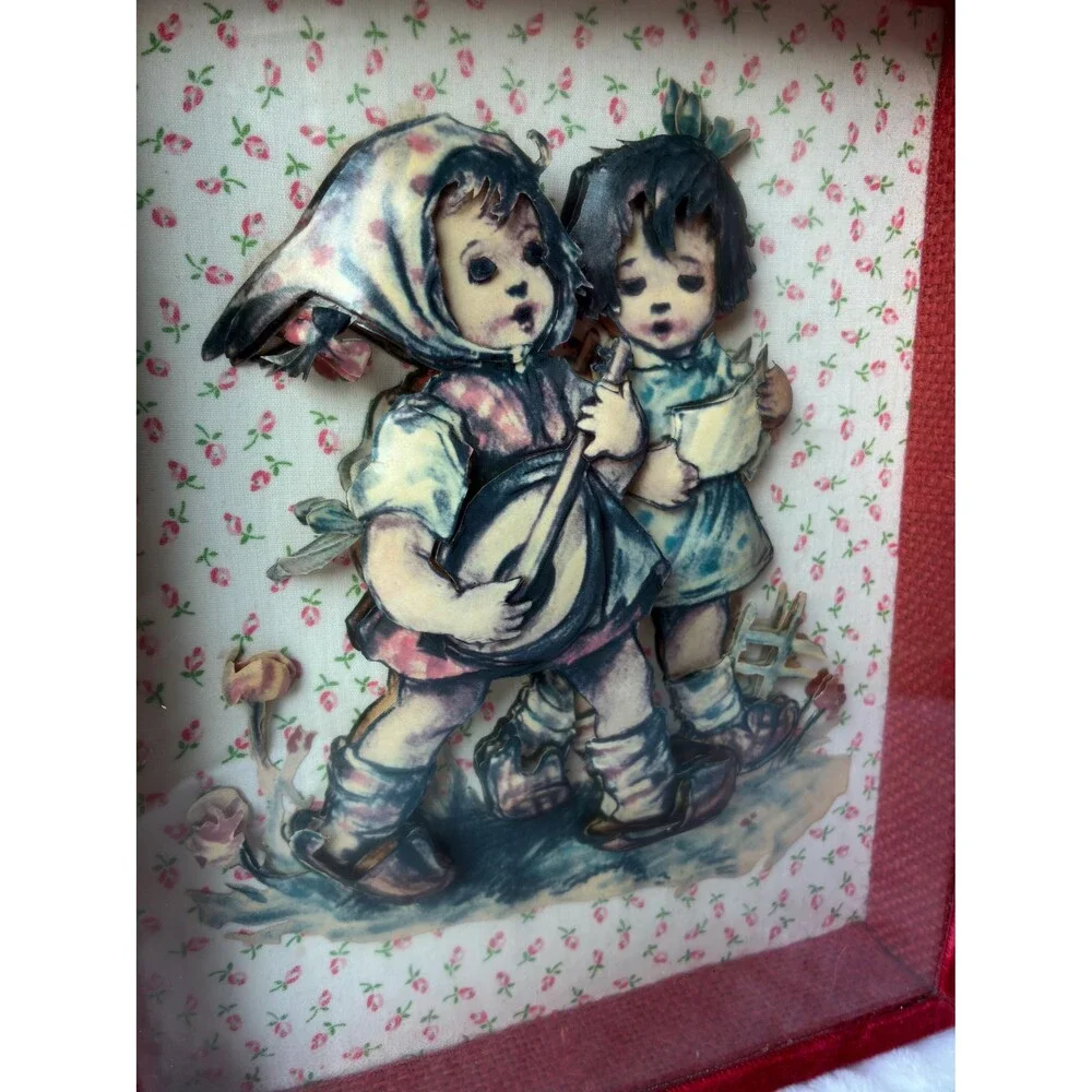 Vintage Handmade Hummel Shadowbox | Vintage Nursery Decor | Cottagecore Wall Art